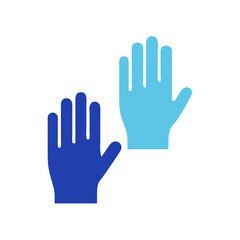 Fototapeta premium Raised blue hands icon showing participation and unity