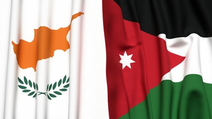 Flags of CYPRUSS and JORDAN with realistic cloth texture
