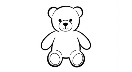 Minimalist Teddy Bear Outline Clean Line Art Illustration