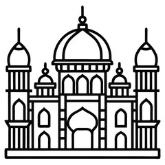 Detailed Mosque Silhouette Vector Set – Islamic Architecture Illustrations of Grand Masjids with Minarets