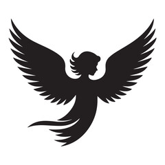 angel Vector Black silhouettes. with white background