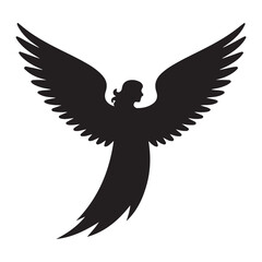 angel Vector Black silhouettes. with white background