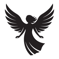 angel Vector Black silhouettes. with white background