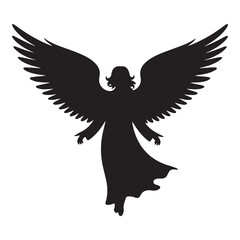 angel Vector Black silhouettes. with white background