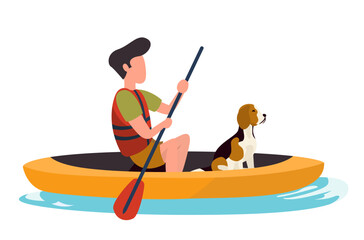 man kayaking with his dog
