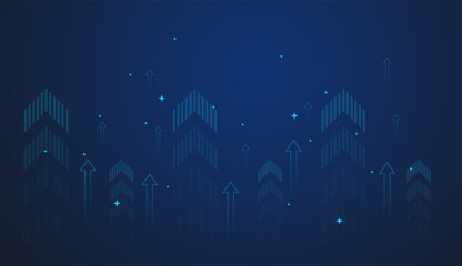 Multiple upward arrows symbolize economic growth, momentum, and rising trends on a sleek, blue digital background. in Forex trading concept vector illustration