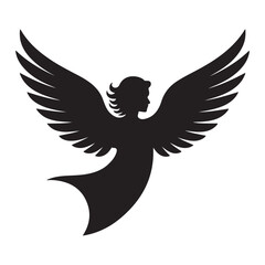 angel Vector Black silhouettes. with white background