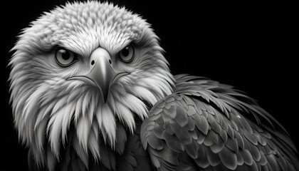 Fototapeta premium Majestic Eagle Portrait: Black and White Feather Detail