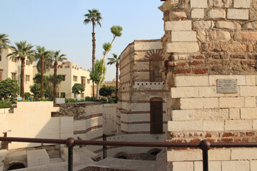 Old roman tower of Babylon Fortress in Coptic Cairo, Egypt