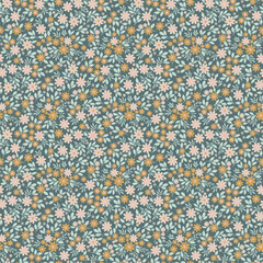 Cute floral pattern, Seamless flower pattern, liberty floral ditsy print, small flower botanical design, simple hand drawn flower, small background pattern, design on a dark background. floral Vector