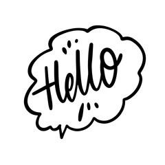 An Artistic Speech Bubble Featuring a Welcoming Hello Greeting in a Creative Design