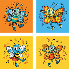 set of funny cartoon animals