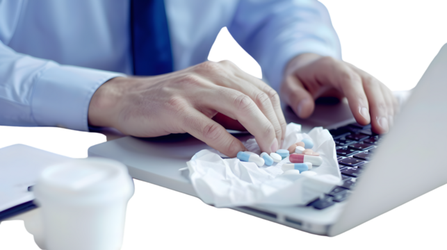 Professional Businessman Typing on Laptop at Office, Corporate Employee Working on Computer, Business Executive in Formal Attire Using Technology for Job, Modern Workplace Concept