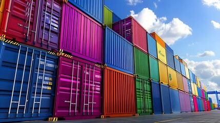 Fototapeta premium Colorful Shipping Containers Dock - Global trade