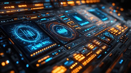 Fototapeta premium Futuristic Digital Interface: High-Tech Dashboard Display