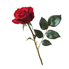 Fototapeta premium Single Red Rose Dark Background Elegant Flower Bloom,