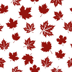 Seamless pattern showcasing red maple leaves
