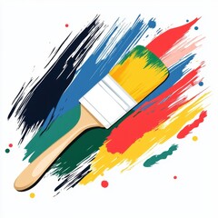 Colorful Paintbrush with Vibrant Strokes