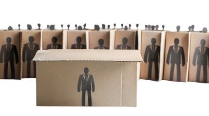 Professional Image of a Cardbox with Employees Fired or Resigned on the Ground
