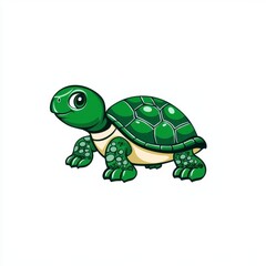 Obraz premium Cute Green Cartoon Turtle Character Design