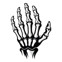 White Skeleton Hand Bones in Black Circle, Halloween, Death, Horror, Scary Motif