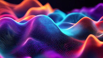 Fototapeta premium Colorful abstract digital landscape with undulating forms.