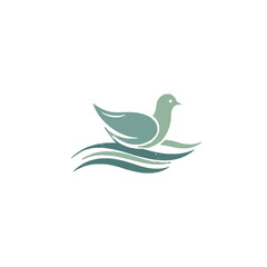 Fototapeta premium Elegant Bird and Waves Logo