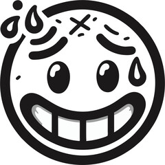 Minimalist Fake Smile Emoji Logo – Black and White Vector Illustration