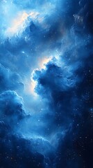Fototapeta premium Cosmic Nebula Stunning Blue Galaxy Wallpaper & Mobile Wallpaper