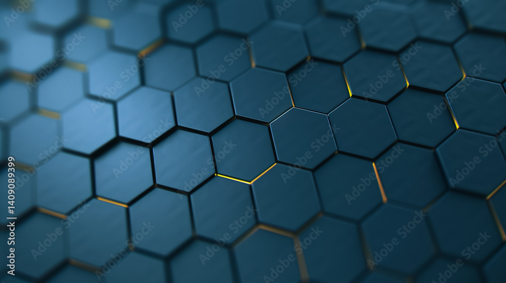 Poster hexagonal pattern: an intricate 3d rendering reveals a mesmerizing hexagonal pattern, casting shadow