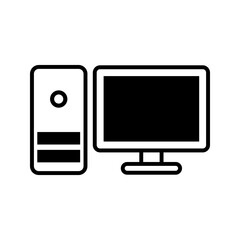 Computer icons. Computer desktop vector icons, PC symbols. PC icons collection
