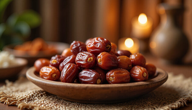 Luxurious dates arranged in a bowl for suhoor, cultural richness