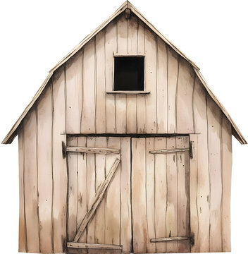 barn watercolor vintage on transparent background. symbol png AI-generated 