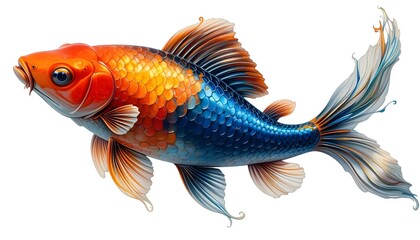Fototapeta premium Vibrant Koi Fish: A Detailed, Colorful Artistic Rendering