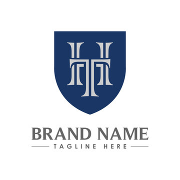 Initial Monogram Letter HT TH Shield Logo Design