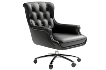 Modern black office chair with ergonomic design displayed clearly on a clean white background