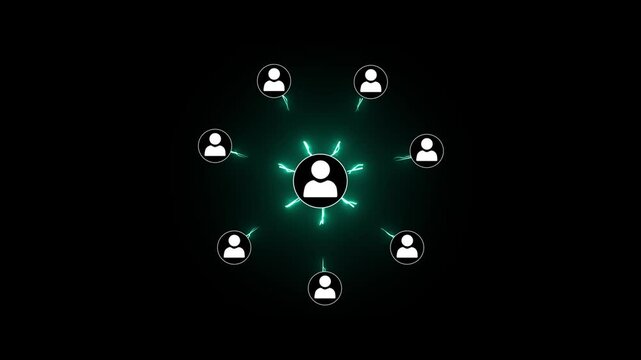 Animated diagram of network communications, digital interface connection and communication concept digitally generated animation technology network icon
