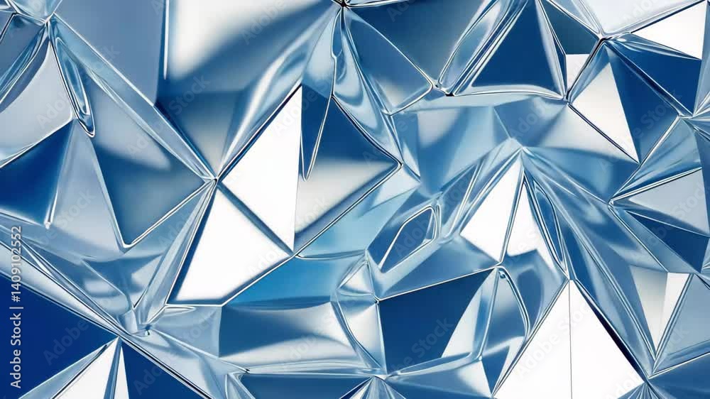 Sticker abstract blue and silver geometric pattern with reflective details in a dynamic design, abstract blu