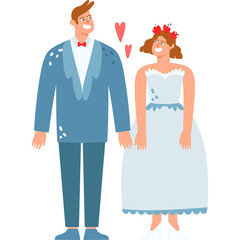 vector illustration of a newly wed couple