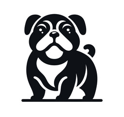Black and White Bulldog Silhouette Illustration