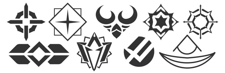 Set of Unique Geometric Logo Designs with Modern Abstract Elements