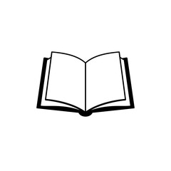 Open book icon in minimal black outline style