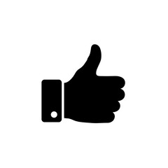Thumbs up icon in bold black silhouette