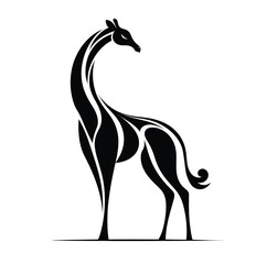 Black and White Giraffe Silhouette Illustration

