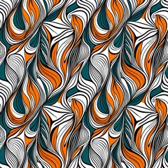 An orange and blue swirl pattern on a white background.