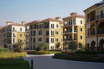 Fototapeta premium Modern european complex of apartment buildings