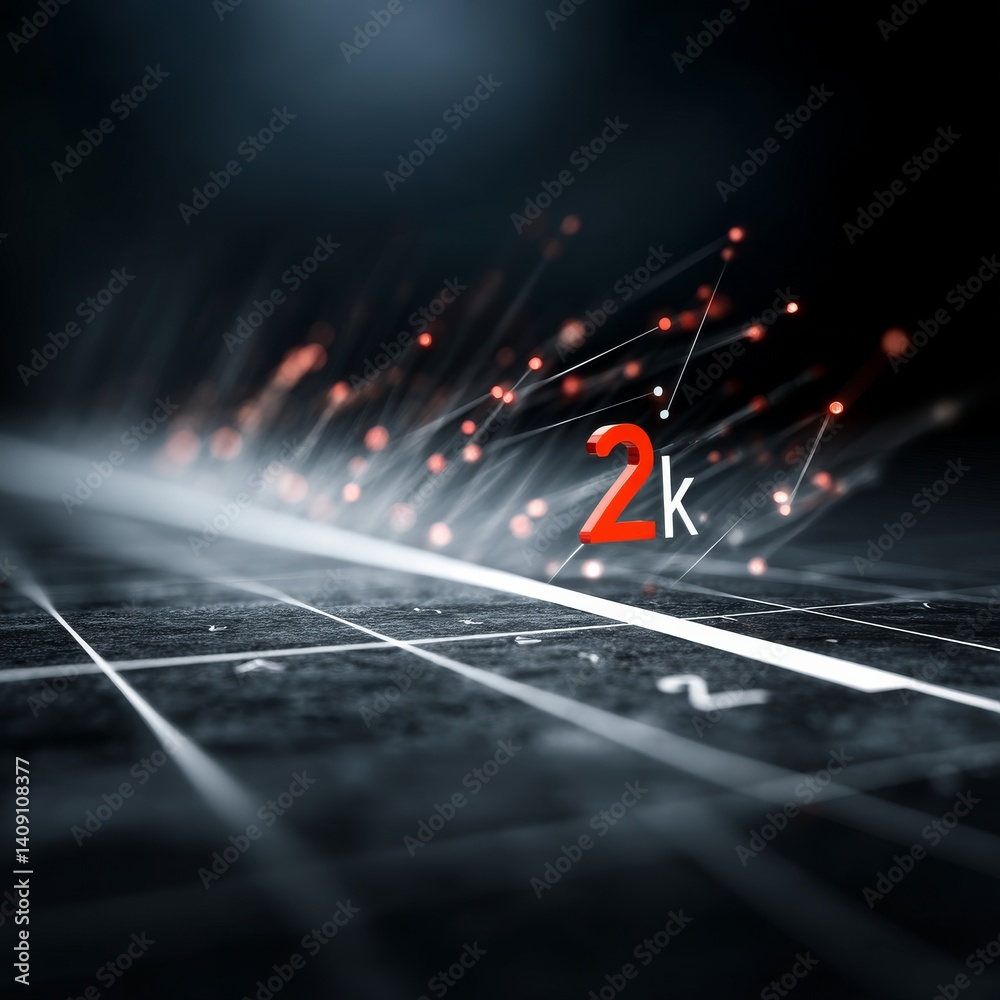 Poster Abstract 2K Resolution Display with Glowing Data Points and Futuristic Grid Lines, Visualizing Technology