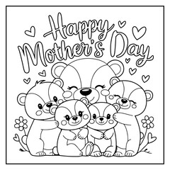 Fototapeta premium Happy Mothers Day Coloring Book for Kids and Adults