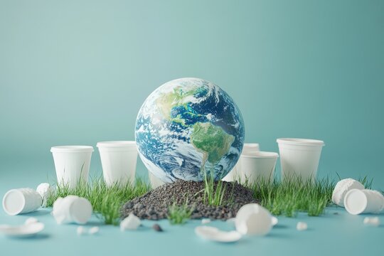 Environmental concern regarding disposable coffee cups.