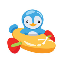 Kids penguin plane icon designed in 3d style
